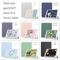 【per-sale】iPad case gen5、gen6、gen7、gen8、2017、2018、Air1、Air2、Air3、Pro10.5、Pro11 2020 ด้านหลังโปร่งใส Automatic sleep กรณี