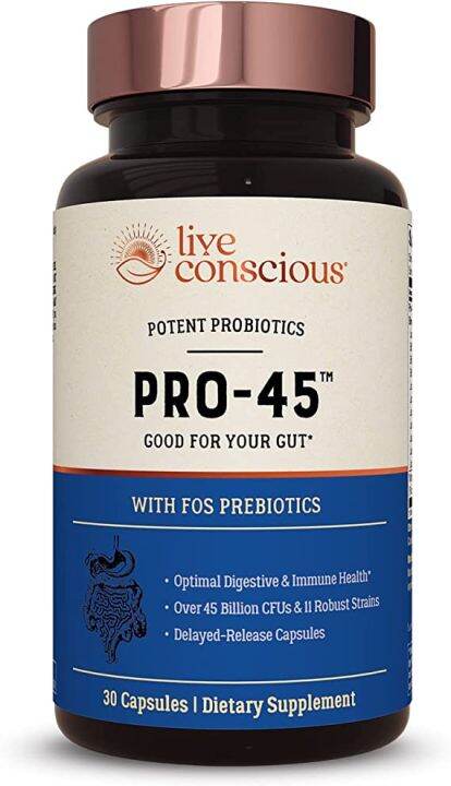 Live Conscious Pro45 Probiotics For Women Live Conscious | Potent Probiotics PRO-45 with FOS Prebiotics (30