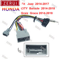 ZR มือสองสำหรับฮอนด้าฟิต Jazz 2014-2017 CITY Ballade Graiz Graiz Graiz 2014-2018วิทยุสเตอริโอรถยนต์บังเหียนมีสายเฮด16pin สายไฟ