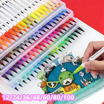 100 Colors Dye Ink Blendable Watercolor Real Brush Marker Pen with Water  Pen - China Nylon Tip Pen, Brush Marker