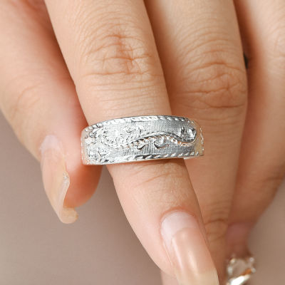แหวนใส่นิ้วแฟชั่นมังกรนำโชคสำหรับผู้หญิงผู้ชายและสร้างสรรค์มีสไตล์แหวนเปิดแบบปรับได้