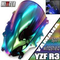 ✉ที่บังแผ่นบังแดดหน้ารถกระจกหน้ารถยนต์แบบฟองคู่กีฬาแข่งขันสำหรับ YZF-R3 V2 2020 YZF-R25 19-20 R3 R25