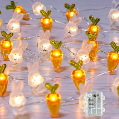 2M3M Fairy Easter Bunny Shaped Chick Lights Copper Wire Led Rope Night Light Home Holiday Window Decoration Party Supplies