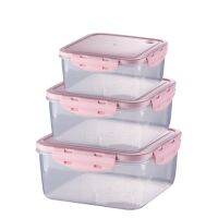 【☑Fast Delivery☑】 WRTYU SHOP กล่องเก็บอาหารกล่องข้าวกลางวัน Set Wadah ทรงสี่เหลี่ยม/ที่เก็บพลาสติก3ชิ้นอุปกรณ์ครัวสำหรับปิกนิก