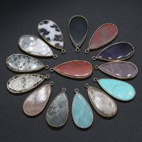 Natural Stone Water Drop Shape Amazonite Amethysts Pendant Stone Pendant DIY for Necklace or Jewelry Making Size 20x45mm