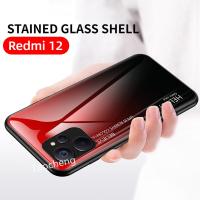 เคสโทรศัพท์แฟชั่นสำหรับ Redmi 12 4G 5G 12C Redmi12 4G 2023เคสโทรศัพท์กระจกนิรภัยหรูหราเคสโทรศัพท์กรอบซิลิโคนนิ่มป้องกันการกระแทกฝาครอบด้านหลัง