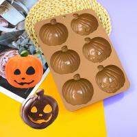 【lz】❦♂  Silicone Pumpkin Mold para DIY Halloween Ghost Mousse Cake Mould Handmade Ice Cube Tray 6 Cavidade