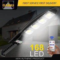 BAIMU 42 / 84 / 126-168 LED กลางแจ้งสว่า งสุดโคมไฟพลังงานแสงอาทิตย์ 3000 mAhIP 65 กันน้ำไฟเซ็นเซอร์ตรวจจับความเคลื่อนไหวสวนผนังบ้านไฟติดผนัง