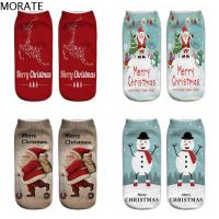 MORATE Fashion Christmas Cute Santa Claus Boat Socks Cotton Low Cut Stocking 3D Print Harajuku