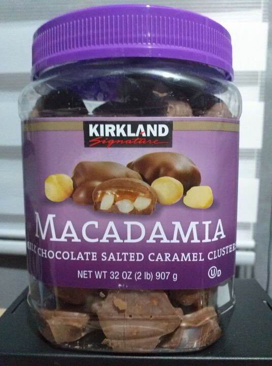Kirkland Signature Macadamia Clusters salted caramel milk chocolate