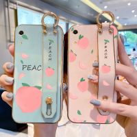 [ข้อเสนอพิเศษ] Romwe   (พร้อมสายรัดข้อมือ) เคสโทรศัพท์สำหรับ Huawei Y6 Pro 2019เพลิดเพลินไปกับ9E Honor Play 8A Stand Holder Case Sweet Peach Electroplating Cover