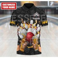 （ALL IN STOCK）  NewFashion Custom Name Bowling Sports Game Player 3DPrint Summer Tattoos Harajuku Polo POLO shirts POLO POLO shirt Streetwear Short Sleeves X6   (FREE NICK NAME LOGO)