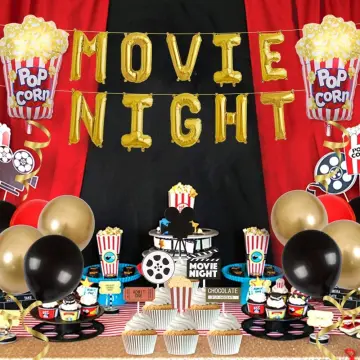 JOYMEMO Movie Night Balloon Garland Arch Kit for Hollywood Themed Event,  Movie Theatre Time Birthday Party Decorations