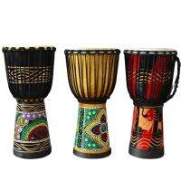 6In N Djembe กลองมือแกะสลัก,แข็ง-ไม้แพะ-ผิวแบบดั้งเดิมและเครื่องดนตรี