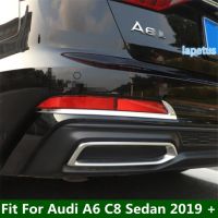 ไฟตัดหมอกกระบะหลังรถตกแต่งโคมไฟขอบปลอกคอกันสุนัขเลียสำหรับรถ Audi A6 C8ซีดาน2019-2021อุปกรณ์ตกแต่งภายนอกทำจากโครเมี่ยม