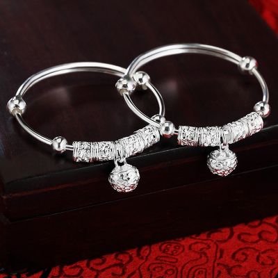 925 Silver Plated Childrens celet Bell Baby Cute Bangle