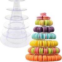 TELEGRAPH พลาสติกทำจากพลาสติก แท่นวาง Macaron Tower 6ชั้น โปร่งใสโปร่งใส ใสสะอาด ที่วางเค้กทรงกลม เครื่องมือในครัว ที่วางแสดงอาหาร งานแต่งงาน, งานเลี้ยงวันเกิด