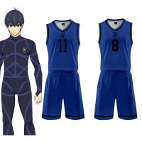 อะนิเมะ Blue Lock Isagi Yoichi คอสเพลย์เครื่องแต่งกาย Blue Jersey ฟุตบอลกีฬา Bachira Meguru เครื่องแต่งกายผู้ชายเสื้อกั๊กกางเกงขาสั้น Set