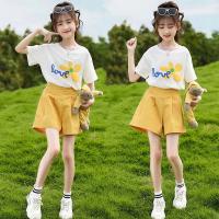 Summer Fashion Girls Childrens Sets New 7 8 9 10 11 12 Year Old Korean Version T-shirts and Shorts Two-piece Suit Kids Clothes