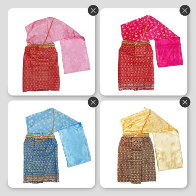 Smilekid ชุดไทยเด็กหญิง ชุดสไบผ้าถุงลายไทย พร้อมเครื่องประดับ สังวาลย์ เข็มขัด ชุดไทยไปโรงเรียน
