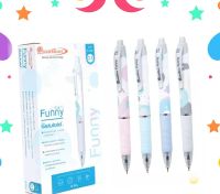 [ 12 ด้าม / ยกกล่อง ] ปากกาลูกลื่น Quantum Funny เจลลูลอยด์ฟันนี่ 0.5 มล.หมึกน้ำเงิน ด้ามคละสี ( 12 ด้าม )