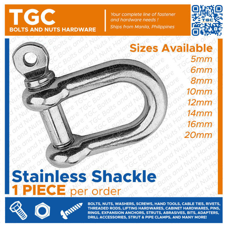 TGC 1PC Stainless Shackle M5 M20 for Cables Ropes SS Shackle TGC 5 6