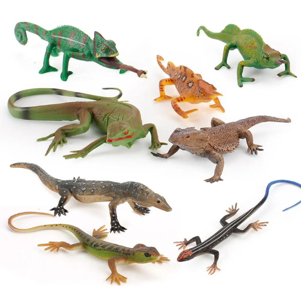 8 loại thằn lằn Đồ chơi mô hình mô phỏng bò sát động vật tắc kè