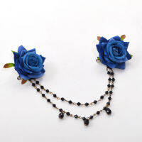 Steampunk Lolita Rose Hair Clip Girls Gothic Floral Black Chain Punk Lady Rose Head-wear