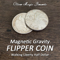 Magnetic Gravity Flipper เหรียญ (เสรีภาพเดินครึ่งดอลลาร์) โดย Oliver Magic Tricks Magician Close Up Illusions Gimmick Mentalism