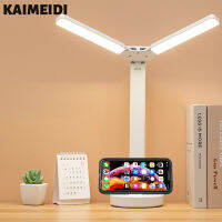 KAIMEIDI โคมไฟข้างเตียงนอน LED สำหรับเด็กและนักเรียน,ปลั๊กอินแบบชาร์จไฟได้สำหรับ Pelindung Mata โคมไฟตั้งโต๊ะไฟอ่านหนังสือหอพักและป้องกันสายตา