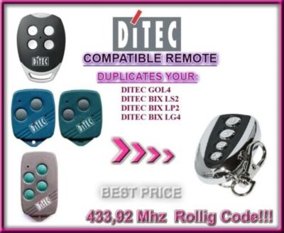 ◆◘ﺴ Ditec GOL4 Ditec BIXLP2 compatible remote control transmitter / CLONE 43392Mhz