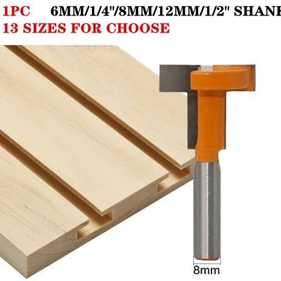 1pc 8mm 6mm 12mm Shank－T－Type Jointing Slotting Cutter T-Track Slotting T-Slot Wood Router Bit Milling Cutters สําหรับไม้