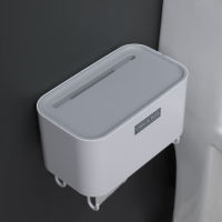 Waterproof Storage Toilet Paper Holder Shelf with Hook Wall Mount Tissue Toilet Paper Tray Roll Paper Tube Bathroom Accessories