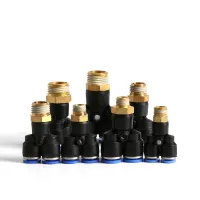 10pcs Y Shaped 1/4 BSPT male thread x 8mm OD Tube Pneumatic Quick Fitting Plastic pipe brass Connector Fittings