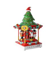 New Jiaqi building blocks electric trendy play rotating music box decoration diy assembled puzzle toys Christmas gift toy