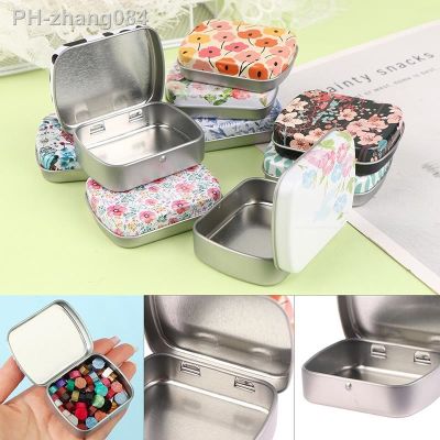Portable Mini Metal Hinged Tin Box with Lid Rectangular Container Small Storage Container Kit Candy Pill Cases forHome Organizer