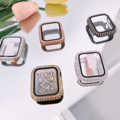 【Hot Sale】 Suitable for iwatch765432 generation tempered film case one-piece electroplating full diamond protective