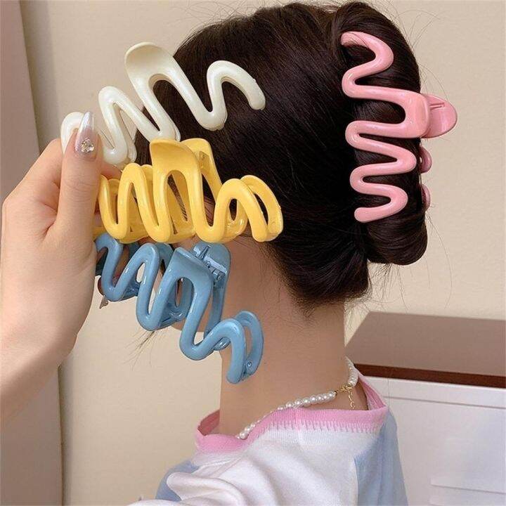 sweet-trendy-hair-accessories-women-headwear-hair-grab-clip-headwear-accessories-wave-hair-clip-dopamine-colorful