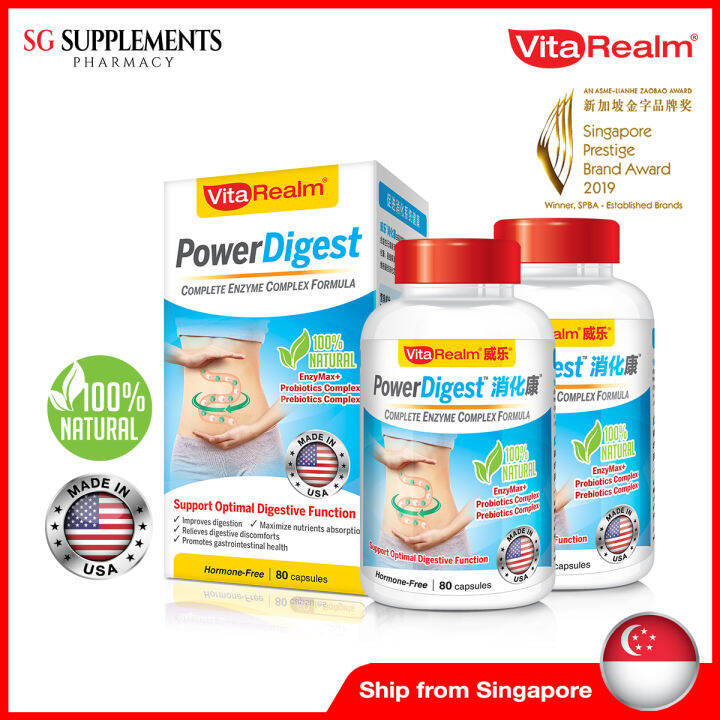 2 boxes VITAREALM Power Digest 80 capsules *Probiotic, Enzymes