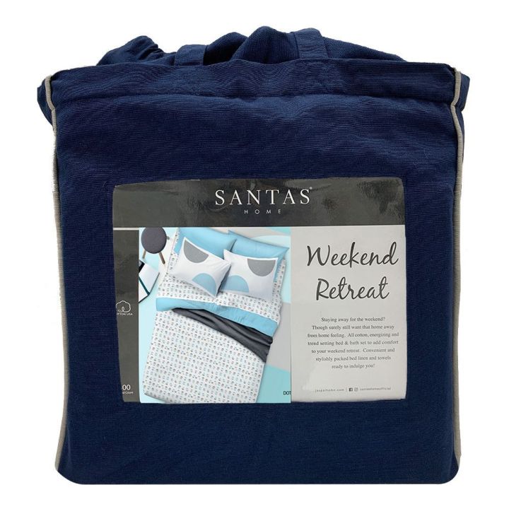 ชุดผ้าปูที่นอน-5-ฟุต-6-ชิ้น-พร้อมผ้าขนหนู-santas-dots-สีฟ้า