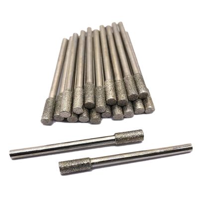 20 Pcs Diamond Grinding Bits 4mm Cylinder Head Grinding Bit Rotary Diamond Burr Set for Most Rotary Tool Bit Grinder