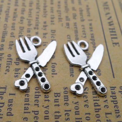 ∋۩ 2szs 15pcs/lot 15x21mm Antique Metal Knife and Fork Earring Jewelry Making
