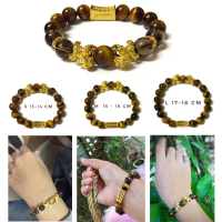 สร้อยข้อมือหินมงคล หินแก้ปีชง ปี่เซียะคู่ หินแท้คัดเกรดทุกเม็ด Tigers Eye &amp; Smoky Quartz  สวมใส่ได้ทั้ง หญิง และชาย