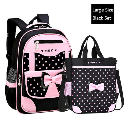 20216-12 Year Old Childs School Bag School Bag Set for Girl Cute Black Pink Bow School Backpack Starting School Kawaii Bookbag