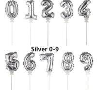 ลูกโป่งฟอยด์ ตัวเลข สีเงิน  MINI SILVER Foil Balloon Number Cake Topper(1 PCS/SET)