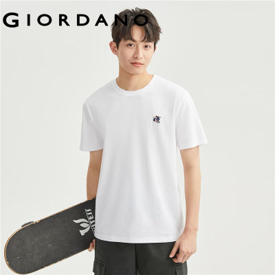 GIORDANO Men T-Shirts Embroidery 100% Cotton Simple Basic Tshirts Short Sleeve Crewneck Comfort Summer Casual Tee 01023381 vnb