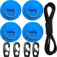 Pad Eye Cord Kit,D-Ring Patch+Bungee Shock Cord+Hooks-Deck Lashing Ring with Plate for Boat Kayak Accessories