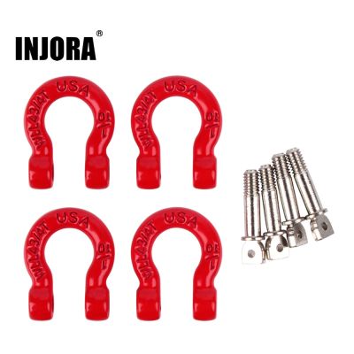 INJORA Metal Bumper D-ring Red Tow Hook 4Pcs for 1/10 RC Crawler Car TRX-4 Axial SCX10 90046 Upgrade Parts  Power Points  Switches Savers