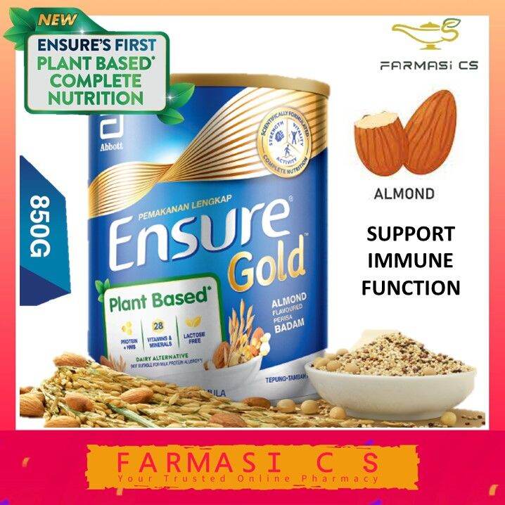PROMO Abbott Ensure Gold Plant Based Almond Flavored 850g EXP05/2024 [ perisa badam, protein