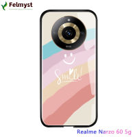 สำหรับ Realme 11 5G Realme Narzo 60 5G แฟชั่นหรูหราลายรอยยิ้มสีรุ้งเปลือกนุ่มเคสกันกระแทกเคสโทรศัพท์กระจกเทมเปอร์เรียบ